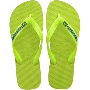 Havaianas for Women - Brazil Logo Color Flip Flops - Lemon Green/Lemon Green - 7/8