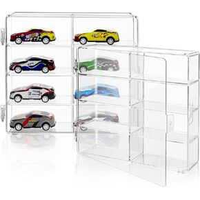 2 Pack Display Case for Hot Wheels Storage, Fit for 1:64 Scale Vehicles, 1/64 Scale Toy Model Cars Display Case-2 Pack