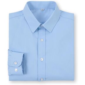 LOLANTA Boys Button Down Shirts Solid Color Poplin Fabric Kindergarten Graduation/Party/Wedding Suit Shirt