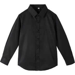 LOLANTA Boys Button Down Shirts Solid Color Poplin Fabric Kindergarten Graduation/Party/Wedding Suit Shirt