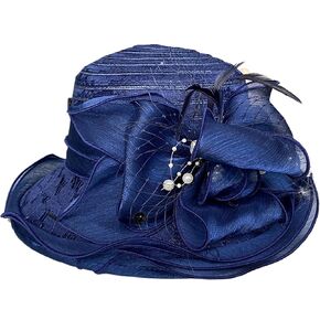 Womens Lace Organza Church Hat Beach Party Derby Hat Summer Flower Sun Hat for Ladies Elegant Kentucky Organza Derby Hat