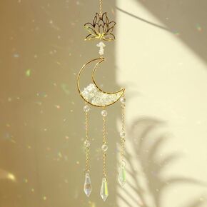 Artilady Lotus and Luna Suncatcher-Crystal Suncatchers for Window Hanging Kitchen Garden Patio Backyard Decoration Home Office Party Decor Crystal Pendant Birthday Gifts for Daughter Mother
