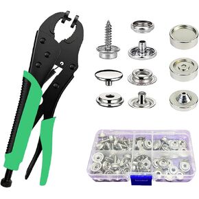 Snap Fasteners Tool Includes 60 Sets Snap for Boat Cover Furniture Tent15mm Metal Leather Snap Buttons Kit Socket Canvas for DIY Craft,Clothing,Jeans,Wallets