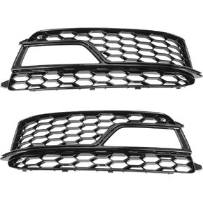 Fog Light Grill No.8T0807681M/8T0807682M 20.28"x5.91" Front Lower Bumper Fog Light Cover Inserts for Audi A5 2013-2017 ABS Black