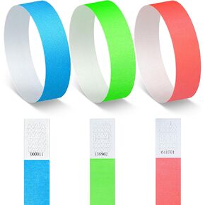 TsMADDTs Wristbands for Events, 360PCS Printable Paper Wristbands Neon Colored Adhesive Wrist Bands Waterproof Arm Bands for Events, Party, VIP Identification, 6 Colors