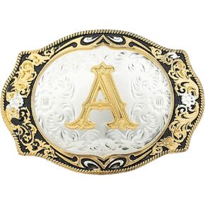 Western Belt Buckle for Men Vintage Cowboy Rodeo Small Initial Letter ABCDMRJ to Z Belt Buckles for Women