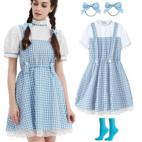 UIMLK Halloween Costumes for Women Blue Gingham Book Storybook Character Outfits