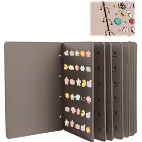 Pin Display Binder, Enamel Pin Display Book,Shoe Charms Organizer with 180 Holes, Felt Pin Display Holder,Brooch Pin Organizer,Display and Trade Your Disney Pins,Pins Not Included (Beige)