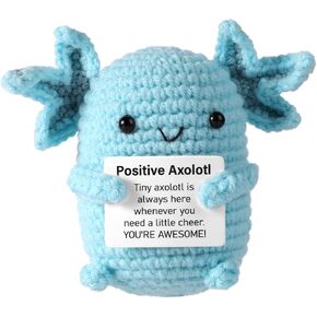 TOYMIS إيجابية Axolotl الكروشيه، مجموعة الكروشيه الإبداعية لطيف لينة دعم دمية صغيرة Axolotl الكروشيه لعبة رفع الحياكة لعبة عيد ميلاد هدايا الدعم العاطفي لديكورات حفلات المكتب (الأزرق)