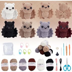 ACRNIGHEET Bat Crochet Kit for Adults Beginners Halloween DIY Crochet Knitting Supplies 6PCS DIY Crochet Kit for Starters Complete Bats Crochet Kit with Step-by-Step Instruction and Video Tutorials