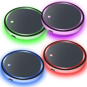 4 Pcs LED Car Cup Holders Light with 7 Colors Changing USB Charging Mat LED Waterproof Cup Holder LED Interior Atmosphere Light Lamp Decorations with USB Cables for Car Truck Vehicle Accessories