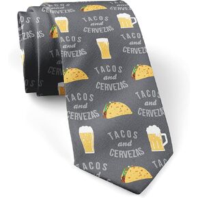 Tacos And Cervezas Necktie Funny Neckties for Men Beer Tie Mens Novelty Neckties