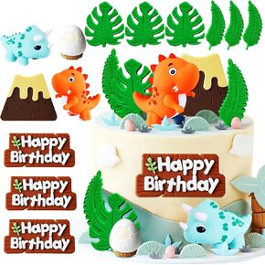 JeVenis Luxury Little Dinosaur Cake Decorations Dinosaur Cupcake Topper Little Dinosaur Cake Toppers for Birthday Baby Shower Party Supplies