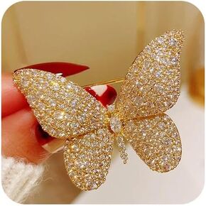CZ Rhinestone Butterfly Brooch Pin for Women Classic Animal Insect Brooches for Wedding Party Sparkly Crystal Butterfly Suit Jewelry Gifts