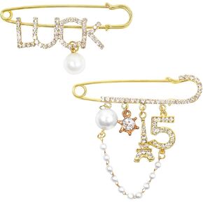 2 Pcs Vintage Number 5 Lapel Pins and Brooches Women'S Brooches and Pins, Pearl Brooches Crown Rhinestone Brooches Women'S Fashion Pins