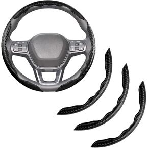 3 Piece Steering Wheel Cover Carbon Fiber Snap On Steering Wheel Cover
