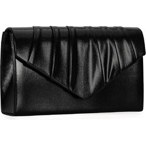 Women Evening Bag Metallic PU Clutch Handbag Pleated Flap Envelope Handbag for Formal Prom Cocktail Party