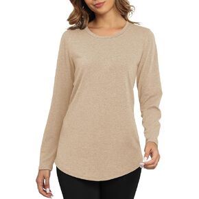 Smile Fish Womens Crewneck Long Sleeve Shirts Loose Fit Dressy Casual Fall Long Tee Tunic Tops