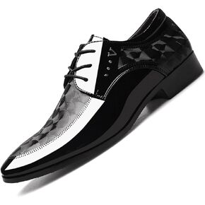 Men's Vintage Elegant Patent Leather Dress Shoes Lace-up Formal Business Oxfords Wedding Prom