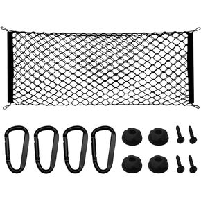 Cargo Net for Pickup Truck Bed, 50 x 18 Inch Stretchable Truck Bed Organizer with Aluminum Carabiners for Car SUV Pickup Truck