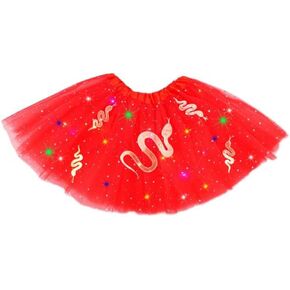 REETAN Halloween Light Up Tutu Skirt 4 Layered Snake Tutus Sparkle Festival Tulle Tutu Costume for Women