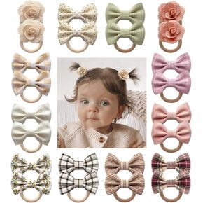 Boutique Baby Bow Hair Ties, 28 Pcs Toddler Hair Ties with Bows, Elastics Ponytail Holders Pigtails Rubber Bands Hair Accessories by Cherssy