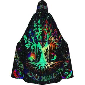 Invoibler Black Hooded Robe Cloak Men Women Halloween Cosplay Costumes for Adult Cape Cosplay Costume