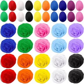 Okllen Set of 40 Plastic Egg Shakers and Silk Dance Scarves, 20 Pc Musical Instruments Eggs, 20 Pcs Music Scarves for Kids Play Musical Maracas Percussion Instrument