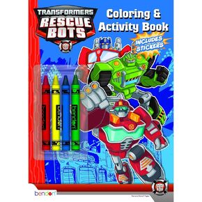 Bendon Transformers Rescue Bots Coloring and Activity Book with Crayons, 32 Pages (40921)