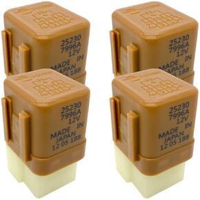 4-Piece 25230 7996A 12V Relay, 6-Pin 30A Plug-in Quick Connect Automotive Relay Compatible for Nissan Infiniti Vehicles