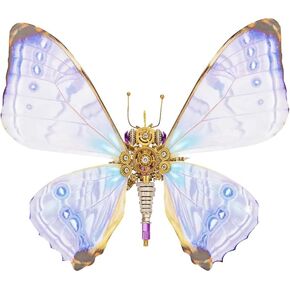 Butterfly 3D Metal Puzzle Model, 150 Pieces Mechanical Butterfly DIY Assembly Kit to Build, 3D Jigsaw Puzzle Handmade Craft Desk Ornament Toys for Teens Adults (Color1)