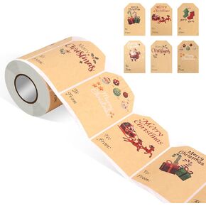 300 Pcs Christmas Tag Stickers, Self Adhesive Christmas Stickers Christmas Name Labels Tags Christmas Presents Stickers for Christmas Gift Decoration