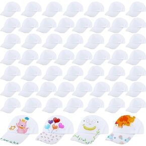 56 Pcs Kids Baseball Caps Bulk DIY White Baseball Hat Summer Sport Ball Cap for Boys Girls Outdoor Activities Painting Art Craft