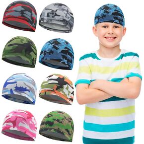 8Pcs Kids Helmet Liner Skull Cap Unisex Baby Beanie Cap Football Sports Wicking Cap Running Hat