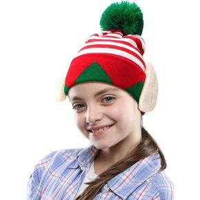 Christmas Elf Knitted Hat for Kids Red and White Stripes Beanie Hat Winter Warm Hat Costume Hat New Year's Gifts Home Christmas Party