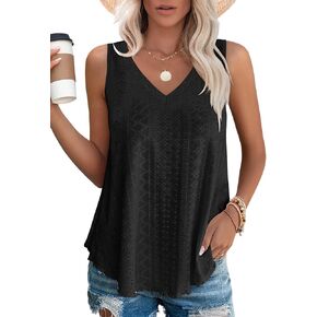 OFEEFAN Womens Tank Tops V Neck Sleeveless Flowy Loose Fit Basic Casual Summer Tops