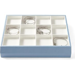 White PU Leather Jewelry Display Tray Stackable Jewelry Tray Flat Jewelry Organizer Tray for Jewelry Accessory Trade showcase