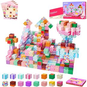 Magnetic Blocks Candy Land Edition, Magnetic Tiles Building Blocks Boys & Girls Toys Age 3-5 4-8 5-7 Sensory Gift for Kids，Magnets Cubes，Upgraded STEM Gift 1.2 Inches