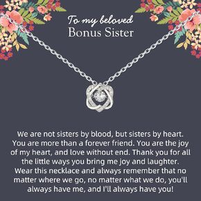 Sister in Law Gifts, Sterling Silver Interlocking 2 Hearts Necklace for Bonus Sister, Sister in Law Birthday Gifts, Unbiological Sister Gifts, Sister in Law Wedding Gift, Christmas Jewelry