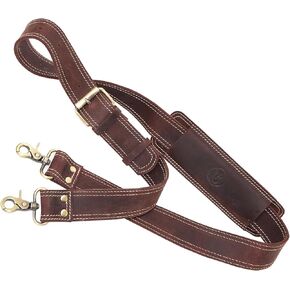 NJ Leatherworks Leather Bag Strap, Adjustable Replacement Shoulder Strap for Messenger, Duffel, Laptop, Camera Bags or Purses