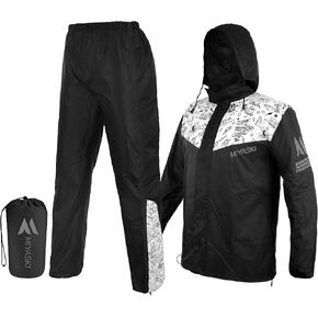 Miyaski Waterproof Outdoors Motorcycle Rain Suits for Men & Women Cycling 2-Piece Breathable & Wet Weather Protection
