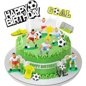 19 PCS Soccer Cake Topper Decorations Soccer Ball Player Theme Cake Toppers For Soccer Party Football Party Men Boy Kid Birthday Party Sport Club Party Supplies (Soccer)