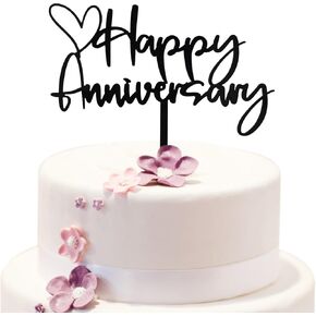BEISHIDA Happy Aniversary Cake Topper Black Cake Decoration Company Anniversary Party Decoration for Wedding Anniversary Party for Men Women Cake Decorations Supplies