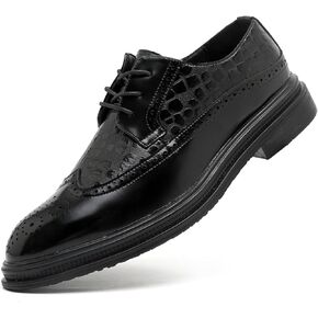 DADAWEN Men's Dress Shoes Classic Lace Up Wingtip Oxford Shoes Business Formal Shoes