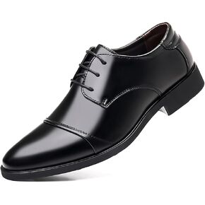 Men's Vintage Cap Toe Dress Shoes Classic Formal Oxford Soft Leather Shoes Business Derby for Men