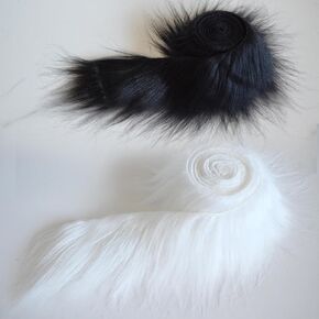 White and Black Faux Fur Ribbon - Ideal for Crafts and DIY Projects - Faux Fur Fabric by The Yard - Suitable for Gnomes Beard Hair Cosplay Costume Dwarf Decoration