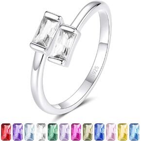 925 Sterling Silver Birthstone Rings for Women Dainty Adjustable Stackable Ring Engagement Wedding Promise Rings Birthday Christmas Valentines Jewelry Gift