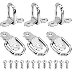 Hysagtek 6 X 304 Stainless Steel D Ring Tie Downs Trailer Anchors Points with Mounting Bracket, for Cargo Trailer Control