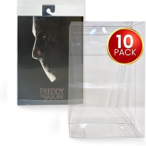 EVORETRO Action Figure Display Case for NECA Ultimate Action Figure 7 inches with Hanger - 10-Pack 0.40 mm Thick, Clear, Scratch Resistant, Stackable, PET Plastic Protective Cases