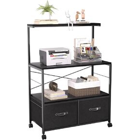 خزانة ملفات جانبية متنقلة من VECELO مع 3 أرفف تخزين مفتوحة، مثالية للمجلدات بحجم الحروف، مع عجلات قابلة للقفل، إطار فولاذي قوي، مثالية للمكتب، بني، أسود in Kuwait